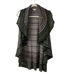 Mystree sweater knit circle vest multi color One Size